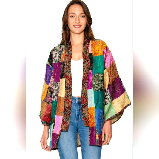 Colorful Patchwork Kimono Jacket