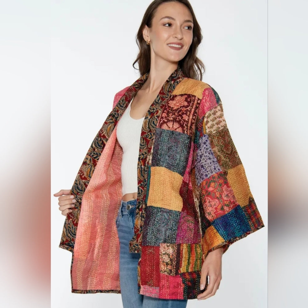 Colorful Patchwork Kimono Jacket
