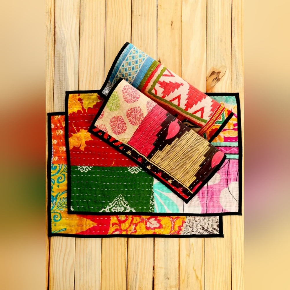 Kantha Colorful Patchwork PlaceMats 4pcs