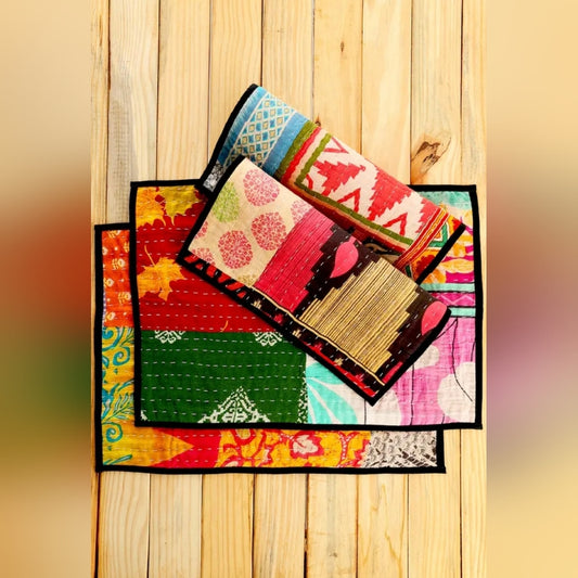 Kantha Colorful Patchwork PlaceMats 4pcs