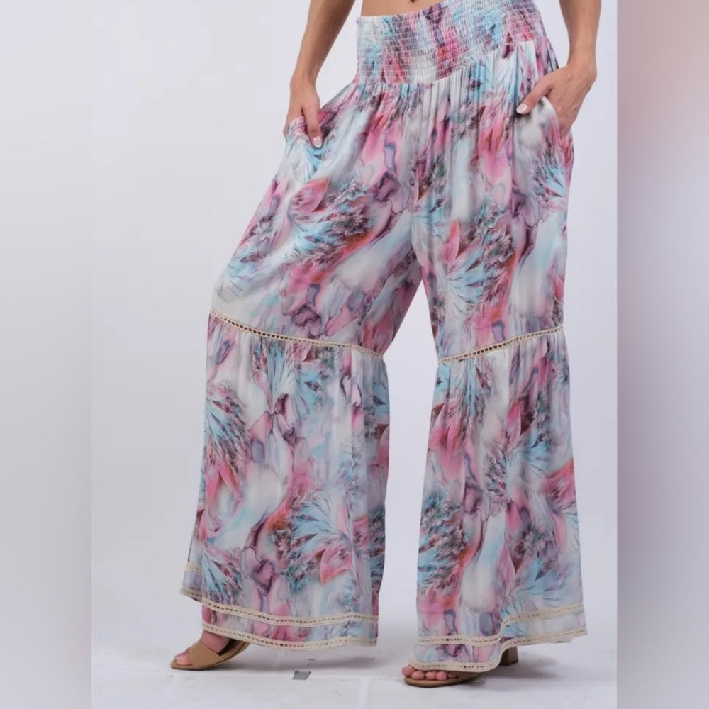 Sacred Threads Pastel Tie-Dye Wide-Leg Pants