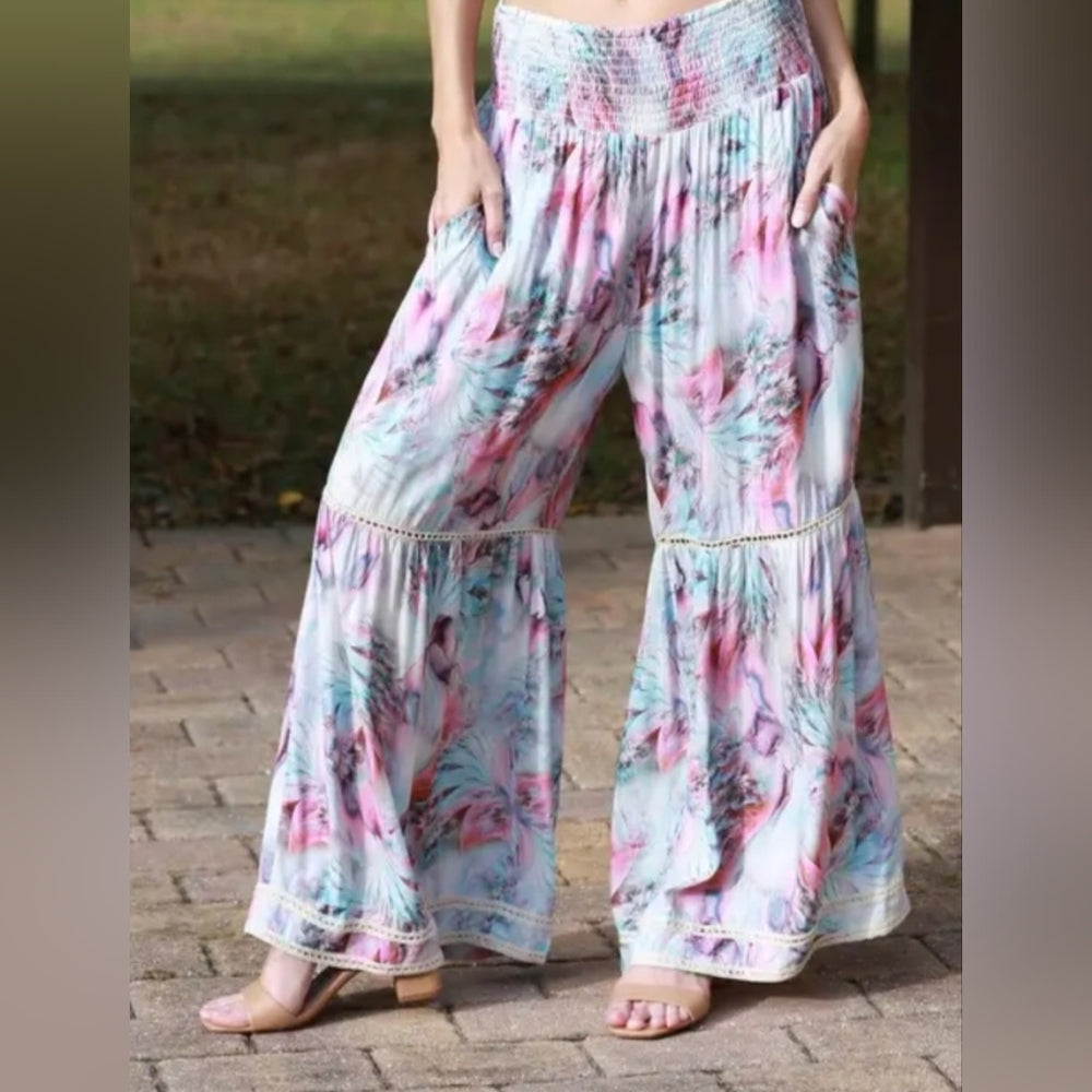 Sacred Threads Pastel Tie-Dye Wide-Leg Pants