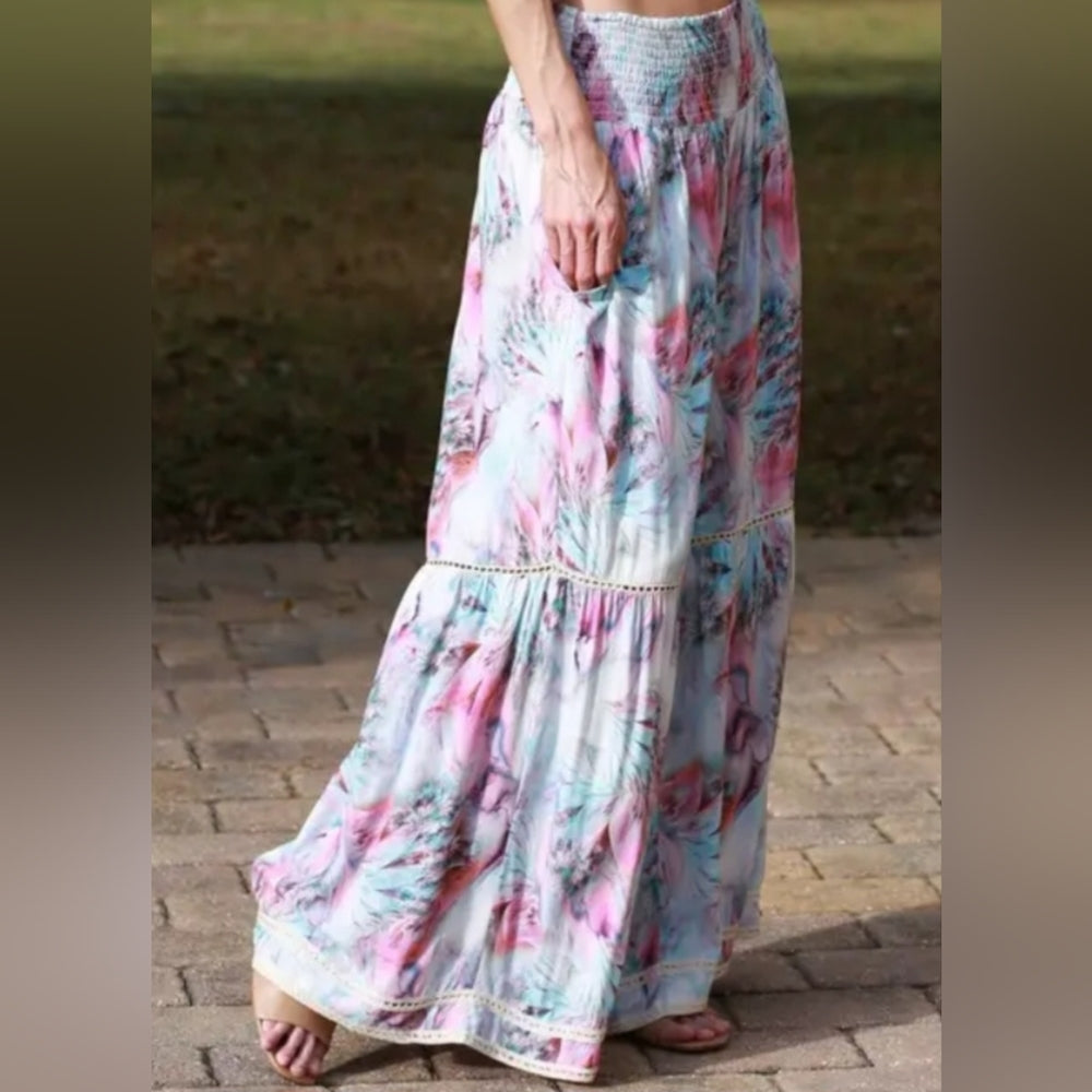 Sacred Threads Pastel Tie-Dye Wide-Leg Pants