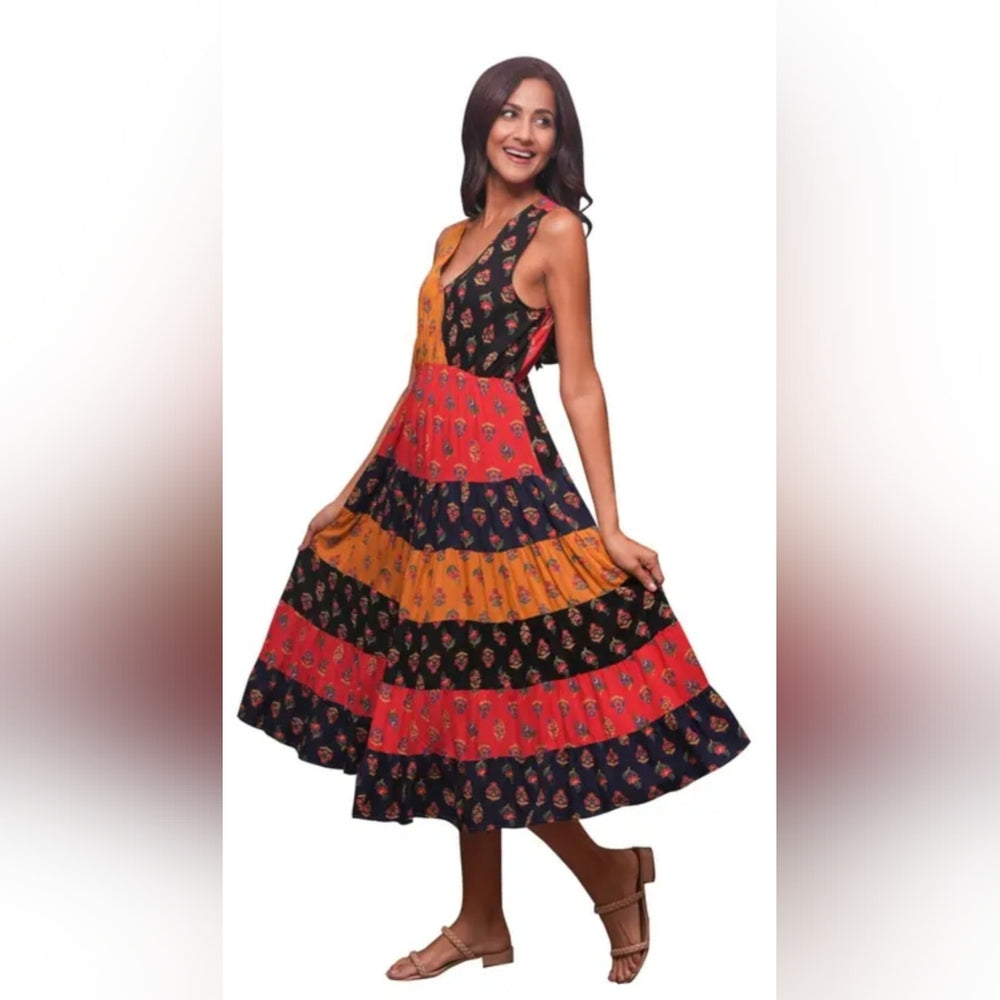 Sacred Threads Vibrant Sleeveless Midi Dress