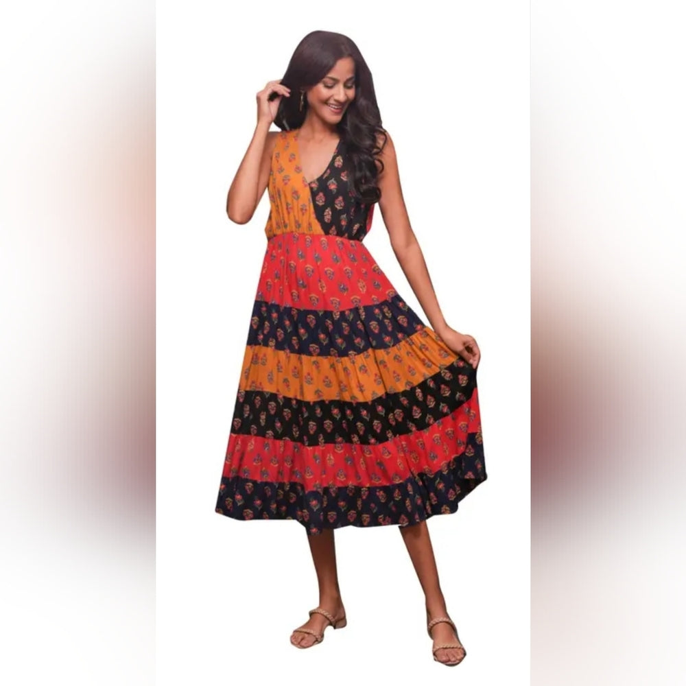 Sacred Threads Vibrant Sleeveless Midi Dress