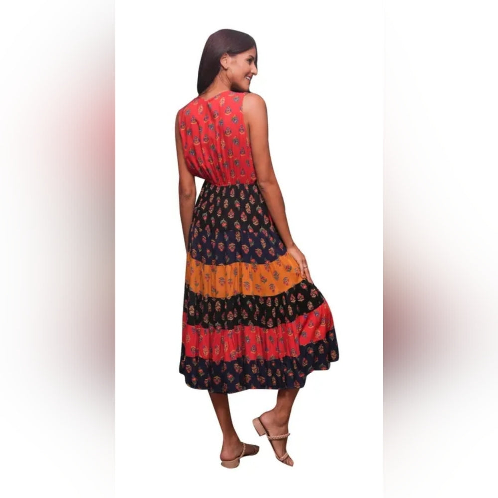 Sacred Threads Vibrant Sleeveless Midi Dress