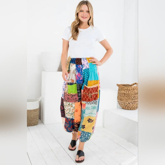 #11303Colorful Patchwork  Pants