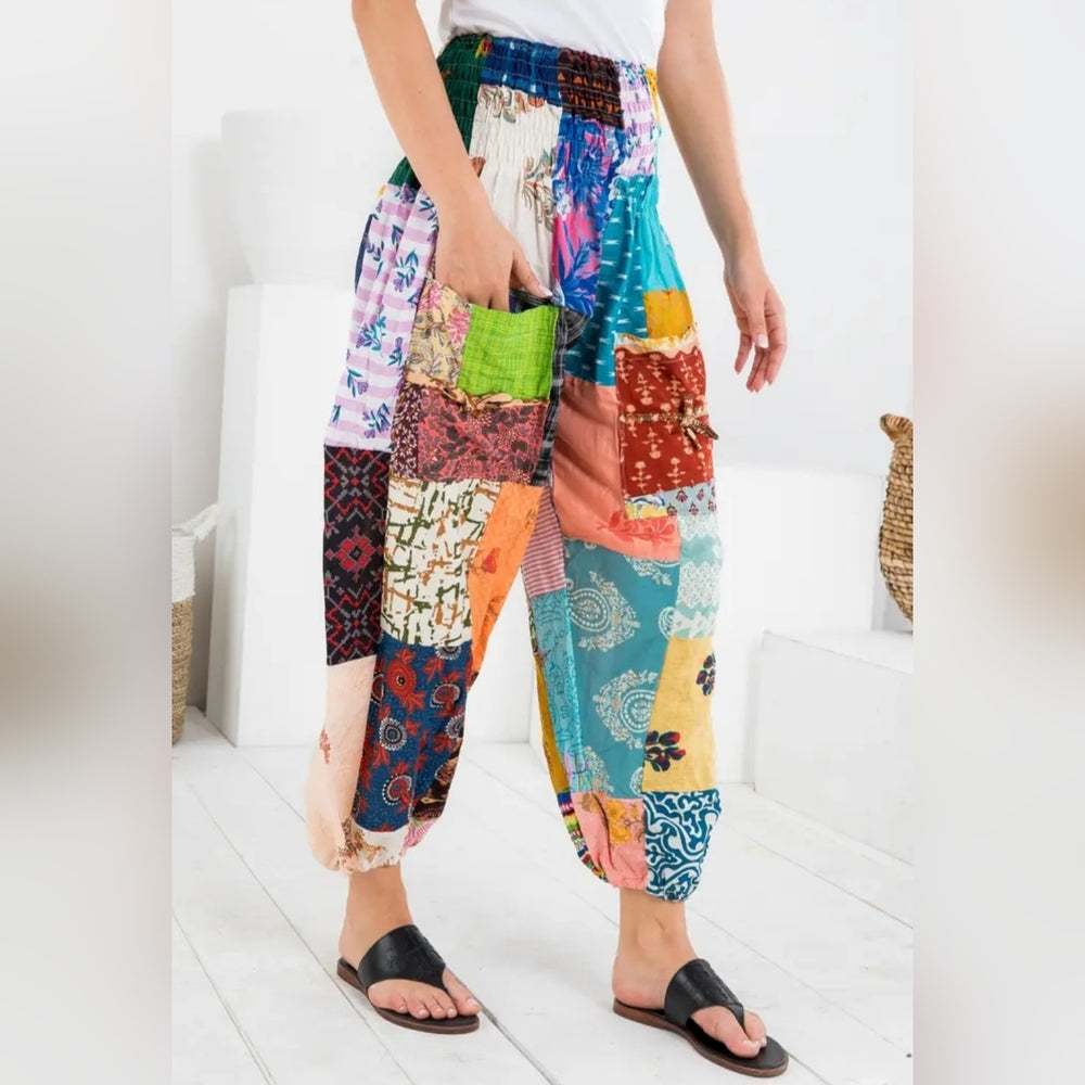 #11303Colorful Patchwork  Pants
