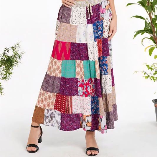 Patchwork Maxi Skirt - Multicolor