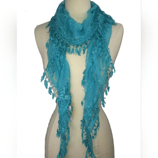 Elegant Blue Lace Scarf