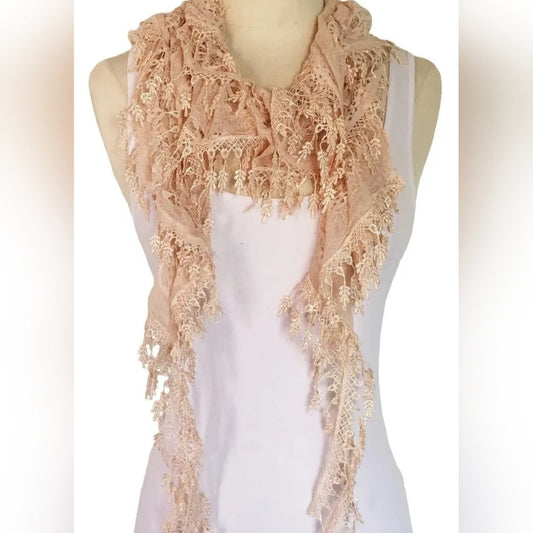 Elegant Lace Scarf in Peach