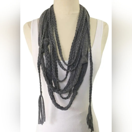 Elegant Gray Braided Necklace