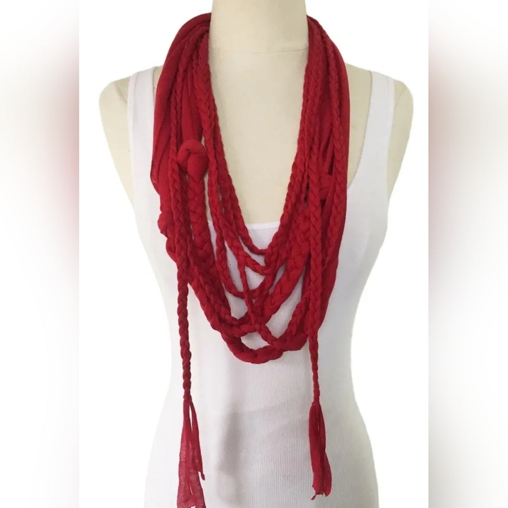 Elegant Red Braided Necklace