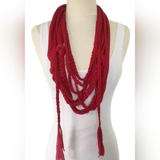 Elegant Red Braided Necklace