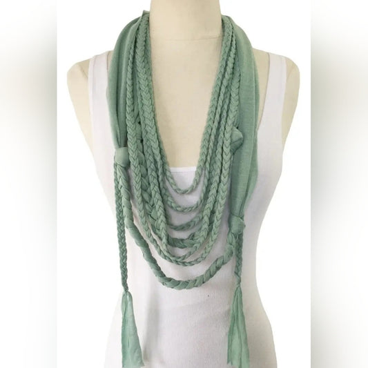 Elegant Green Braided Scarf