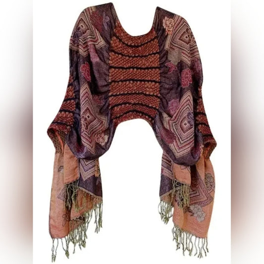 Bohemian Multicolor Shawl with Fringe