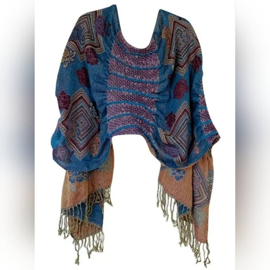Bohemian Multicolor Knit Poncho
