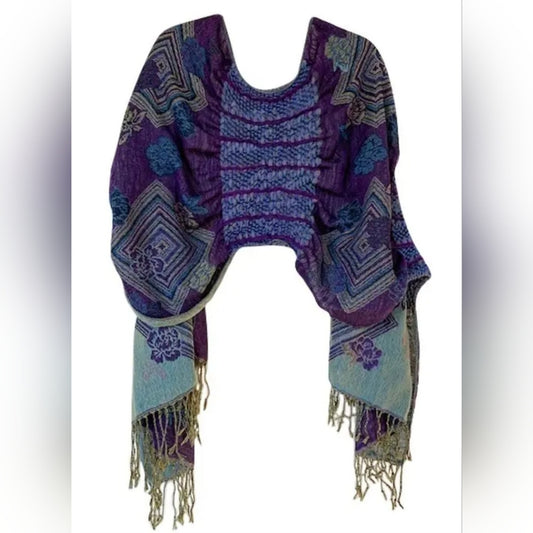Purple and Blue Patterned Shawl