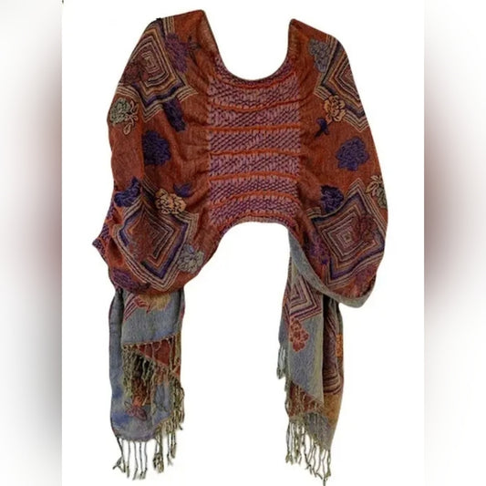 Bohemian Multicolor Shawl with Fringe
