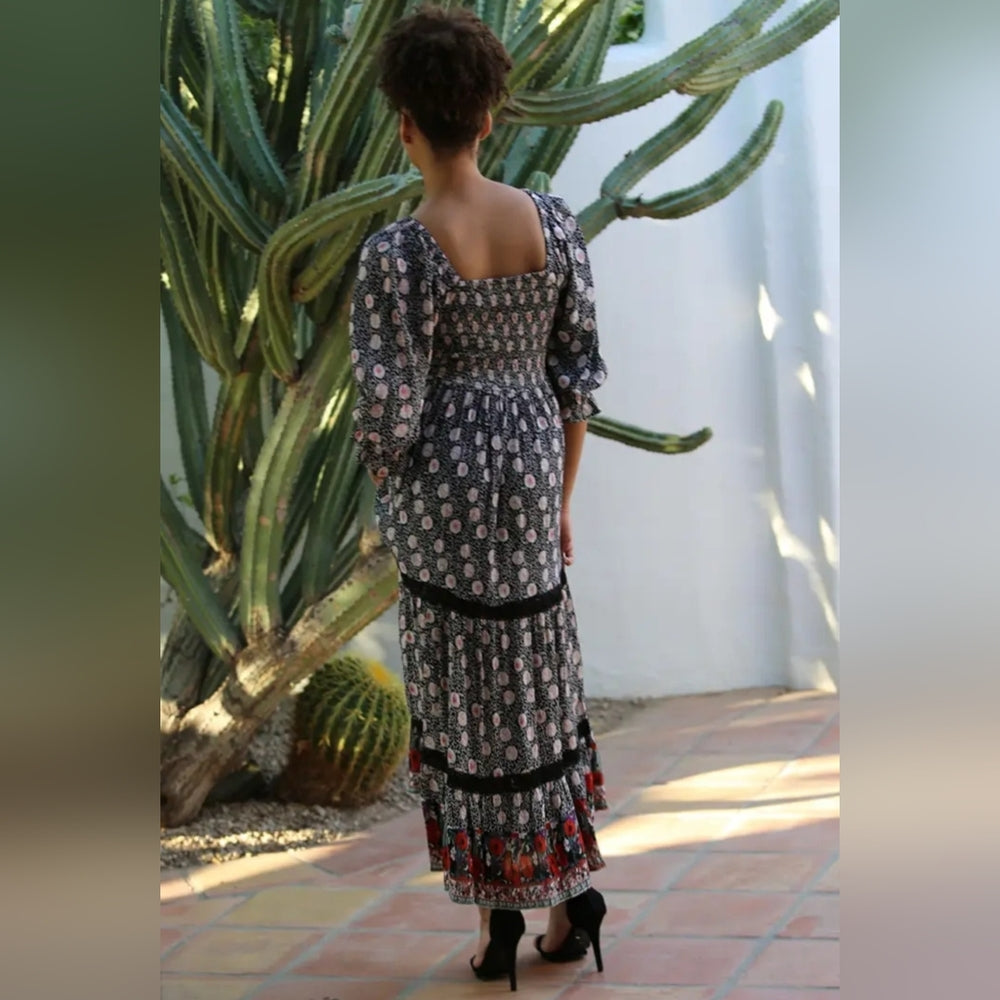 Angie Black and Red Floral Maxi Dress