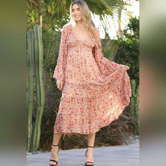 Floral Pink Maxi Dress