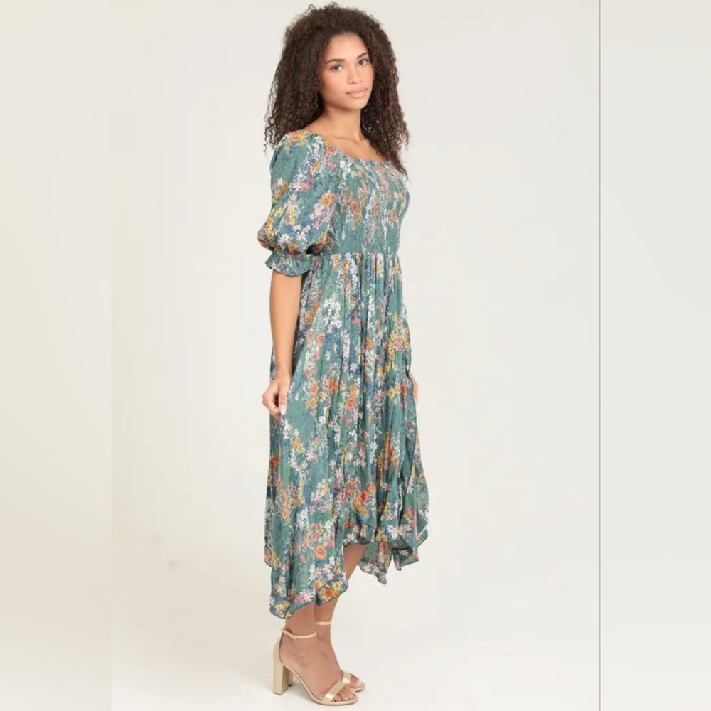 Angie Multicolor Floral Midi Dress