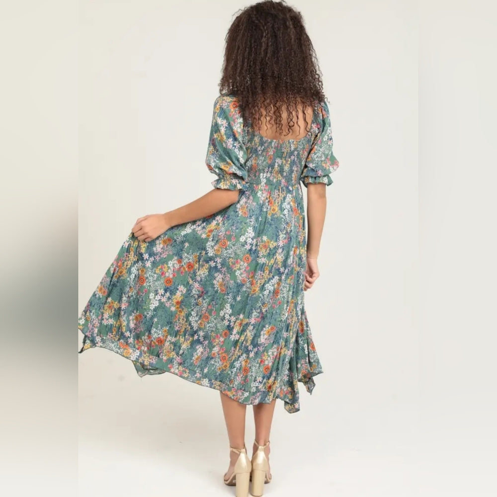 Angie Multicolor Floral Midi Dress