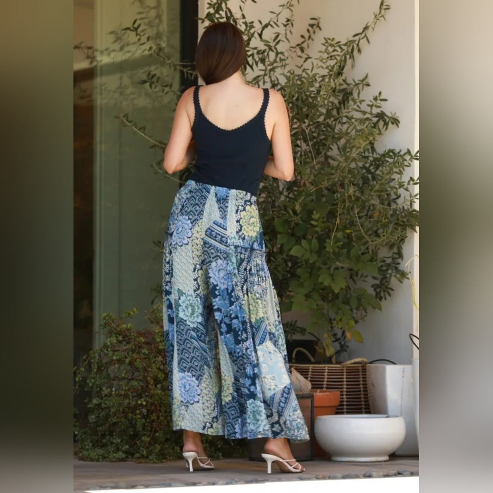 Angie Blue and Green Wide Leg Pants