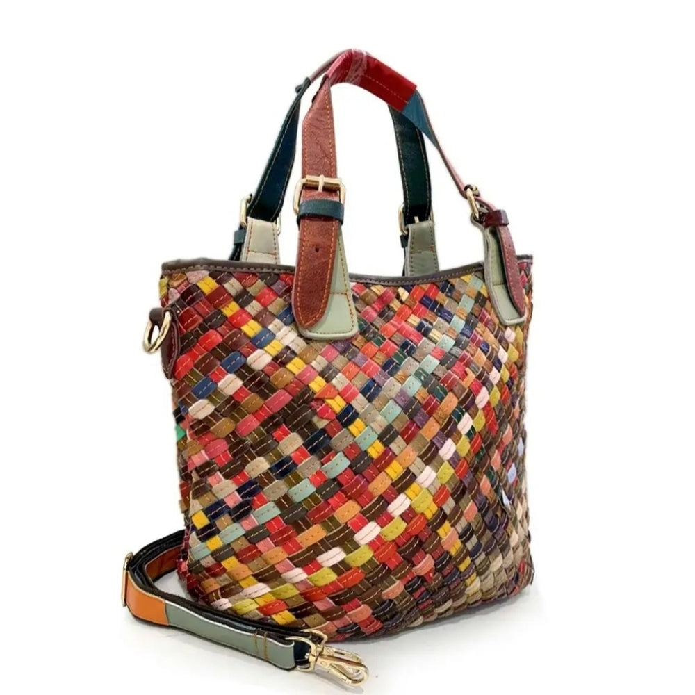 Multicolor Woven Tote Bag