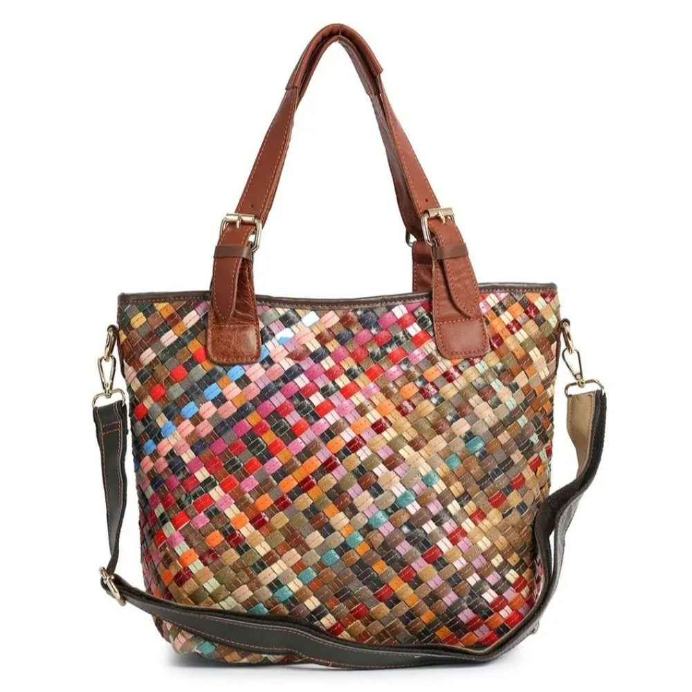 Multicolor Woven Tote Bag