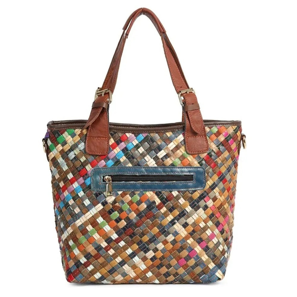Multicolor Woven Tote Bag