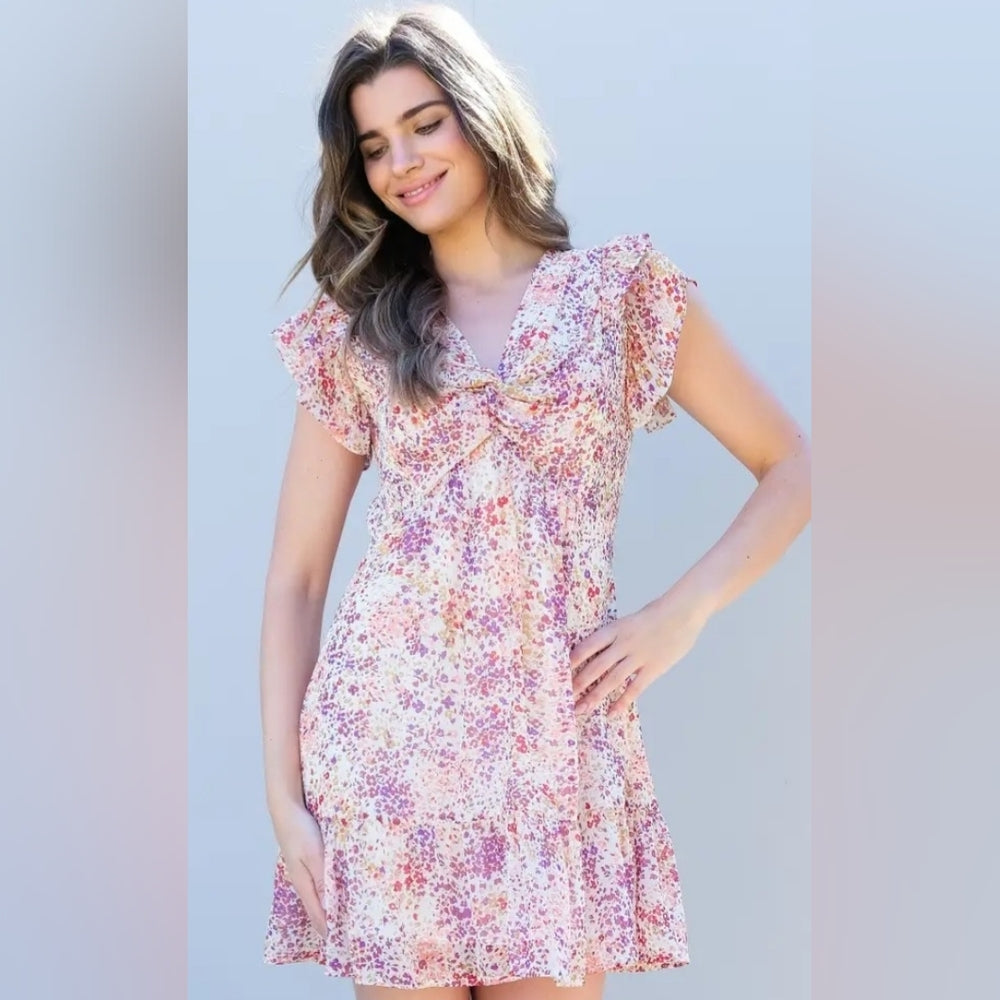 Floral Ruffle Sleeve Dress