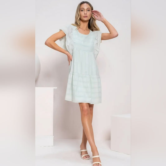 Elegant Light Blue Ruffle Dress