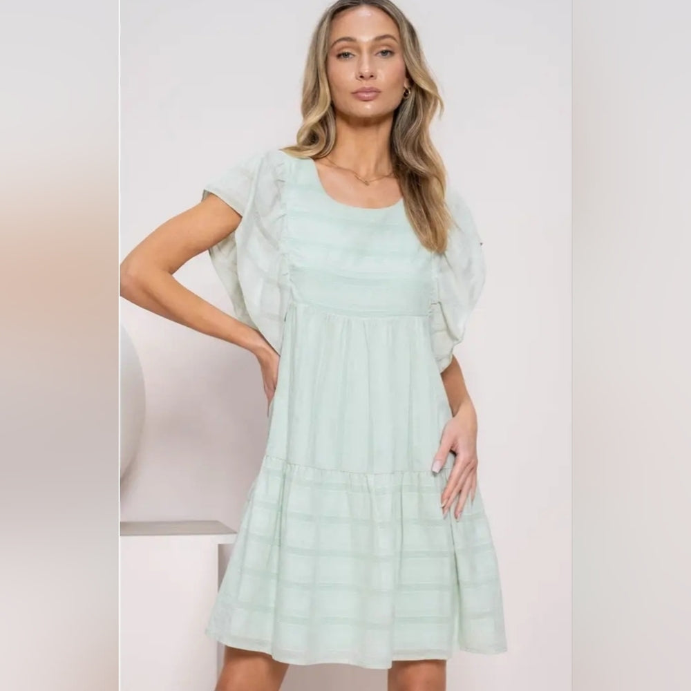 Elegant Light Blue Ruffle Dress