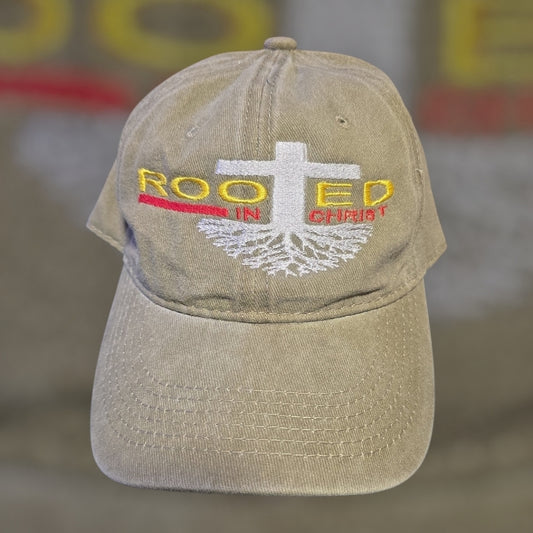 Tan 'Rooted in Christ' Cap