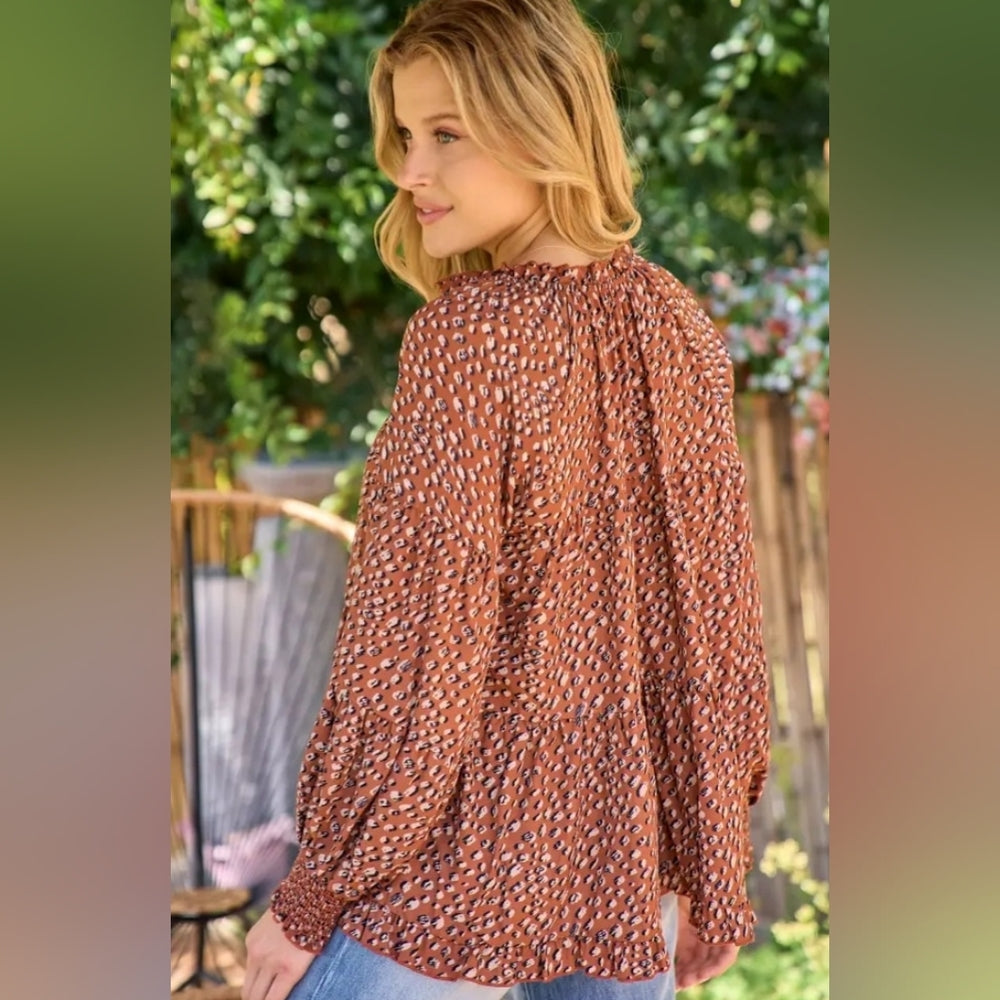 Women's Brown Patterned Blouse