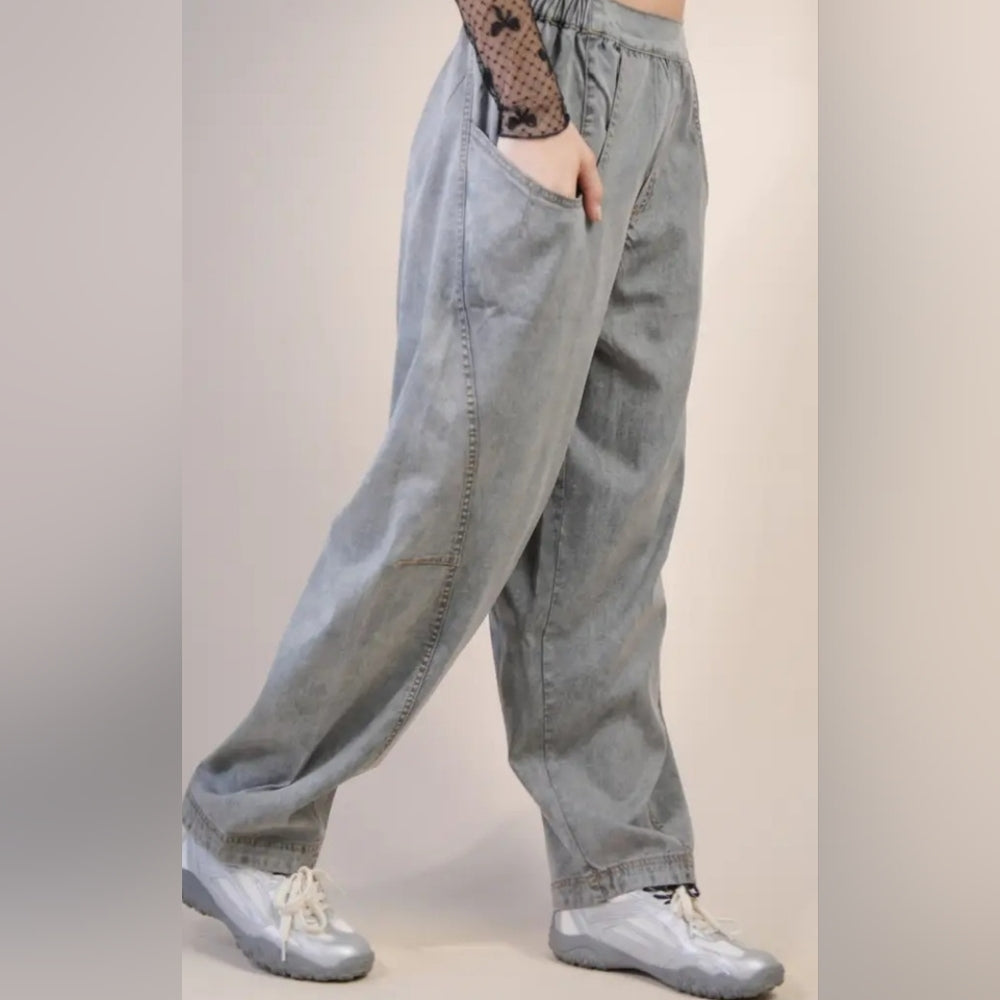 Grey Woven Casual Pants