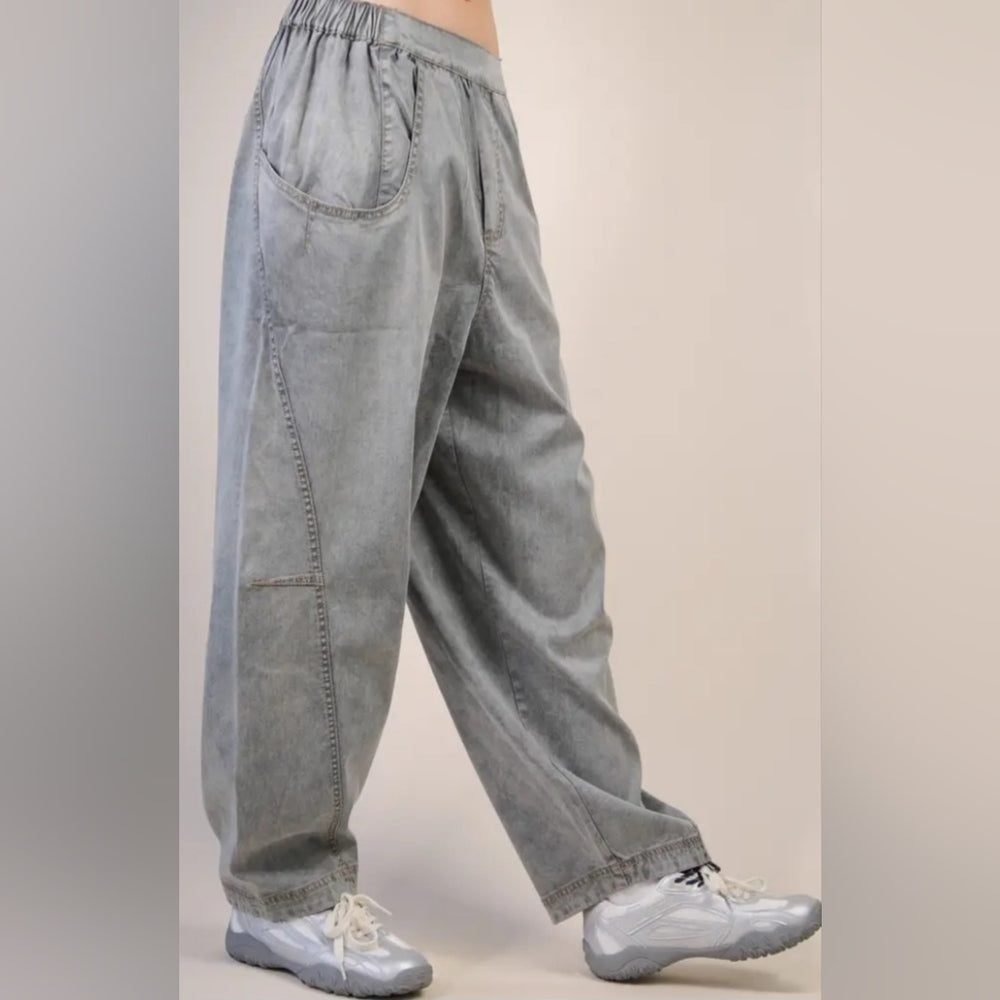 Grey Woven Casual Pants