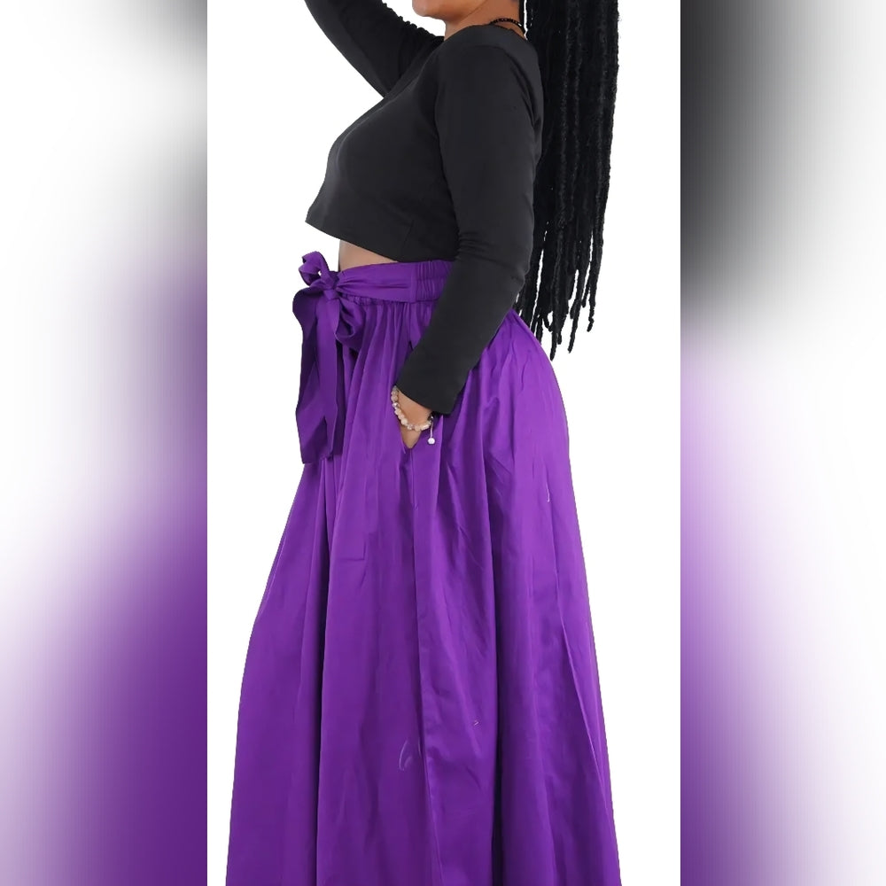Elegant Purple Wide Leg Pants/headband