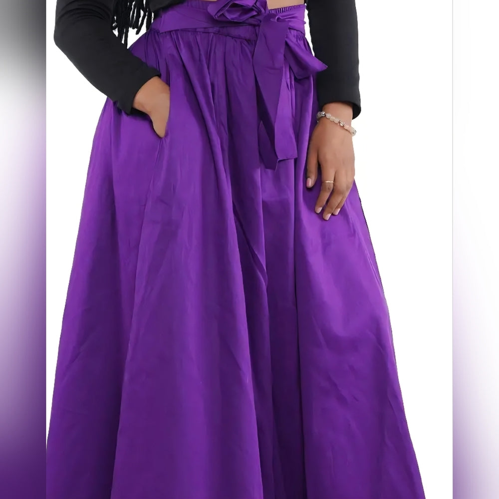 Elegant Purple Wide Leg Pants/headband