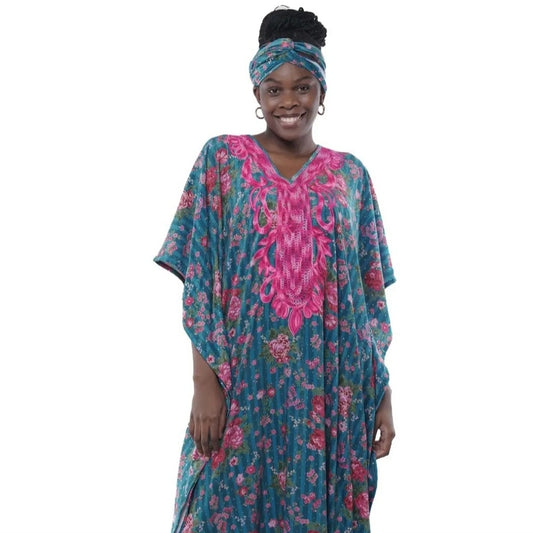 Floral Kaftan with Headwrap