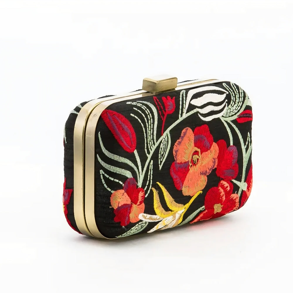 Floral Embroidered Clutch