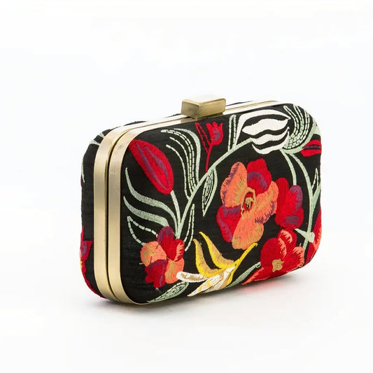Floral Embroidered Clutch