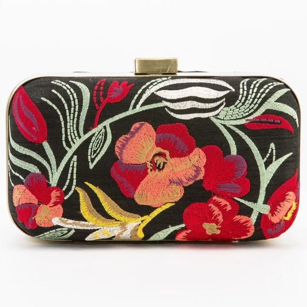 Floral Embroidered Clutch