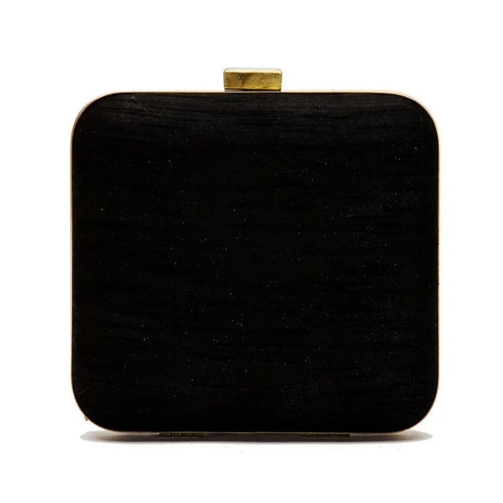 Elegant Black and Gold Embroidered Clutch
