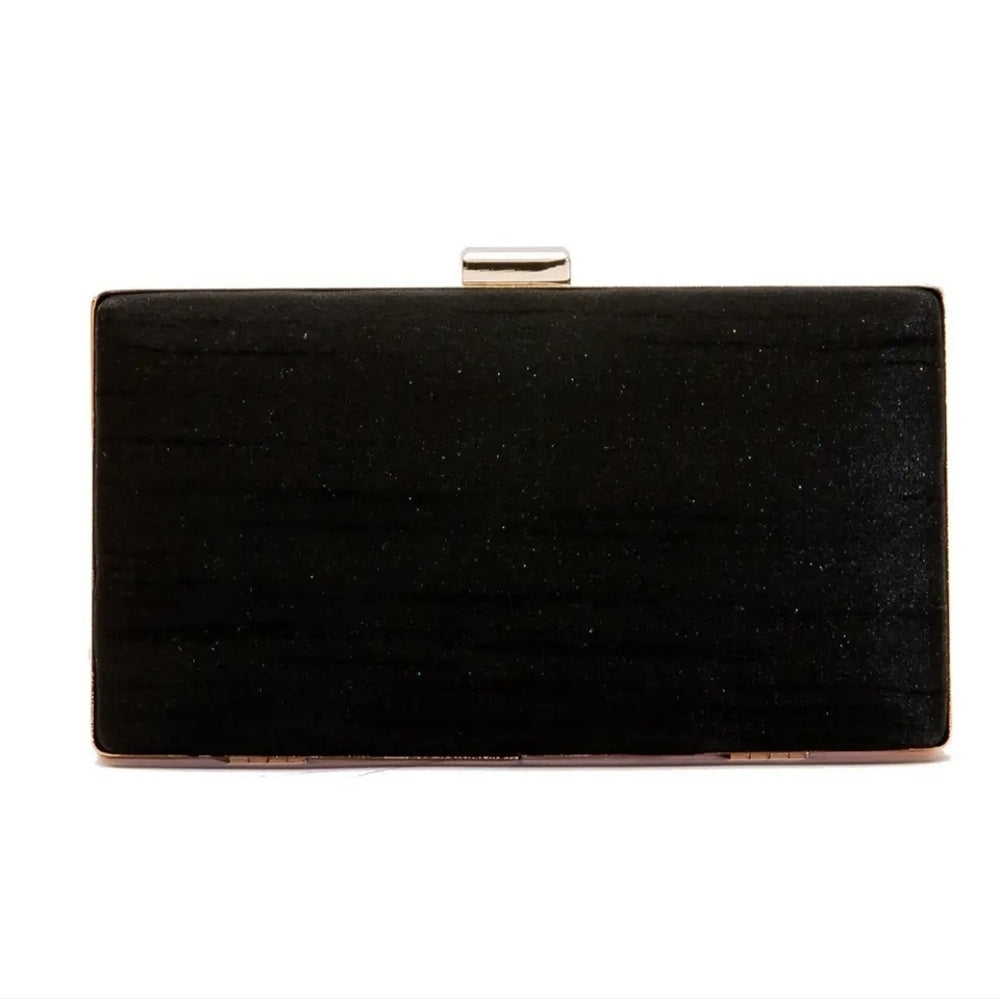 Elegant Black and Gold Embroidered Clutch
