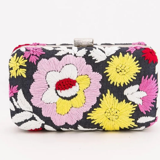 Floral Embroidered Clutch