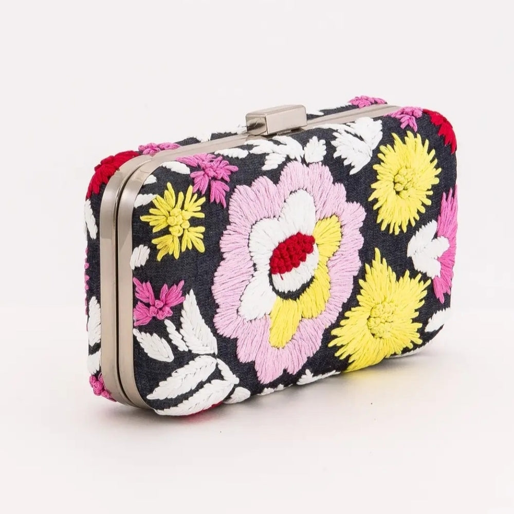 Floral Embroidered Clutch