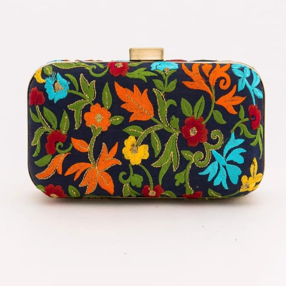 Embroidered Floral Clutch