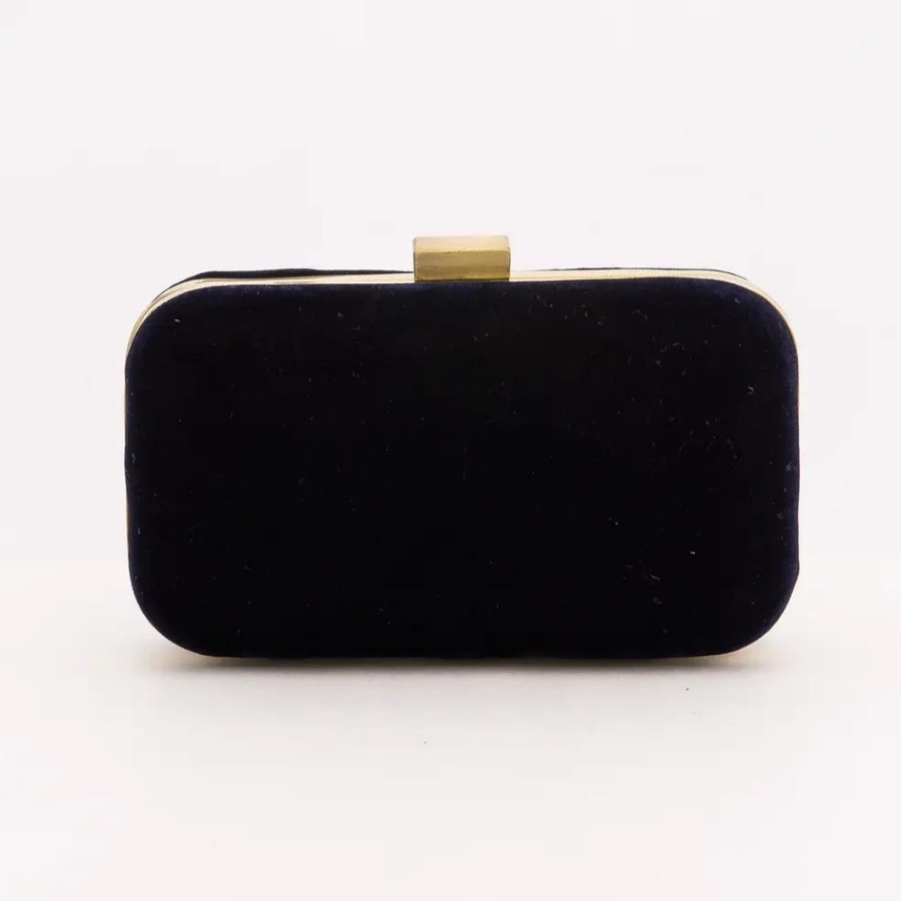 Navy and Gold Embroidered Clutch